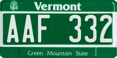 VT license plate AAF332