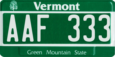 VT license plate AAF333