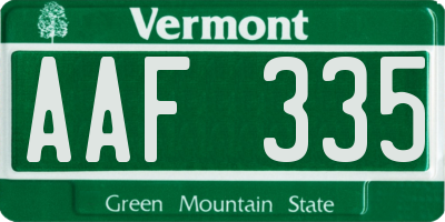 VT license plate AAF335