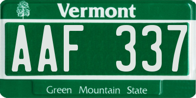 VT license plate AAF337