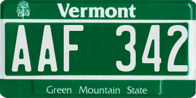 VT license plate AAF342