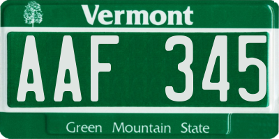 VT license plate AAF345