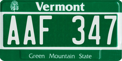 VT license plate AAF347