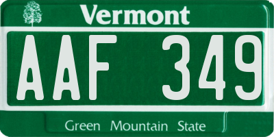VT license plate AAF349