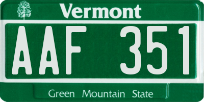 VT license plate AAF351