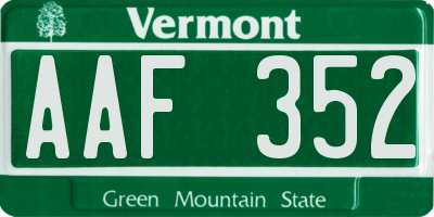 VT license plate AAF352