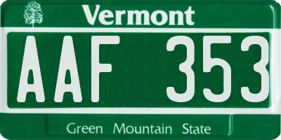 VT license plate AAF353