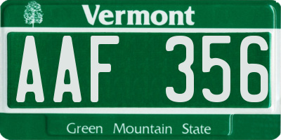 VT license plate AAF356