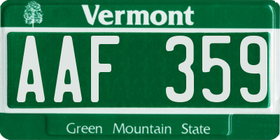 VT license plate AAF359