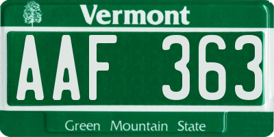VT license plate AAF363