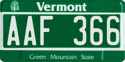 VT license plate AAF366