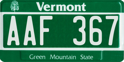 VT license plate AAF367