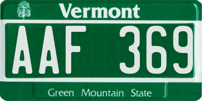 VT license plate AAF369