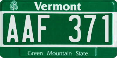 VT license plate AAF371