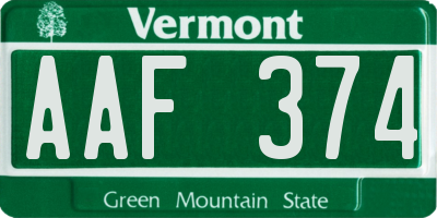 VT license plate AAF374