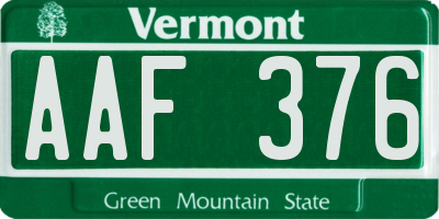 VT license plate AAF376