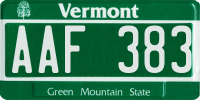 VT license plate AAF383