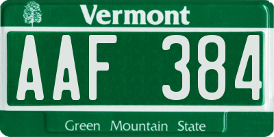 VT license plate AAF384