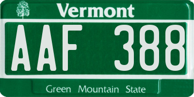 VT license plate AAF388