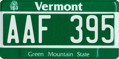 VT license plate AAF395