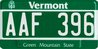 VT license plate AAF396