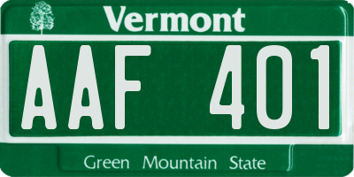 VT license plate AAF401