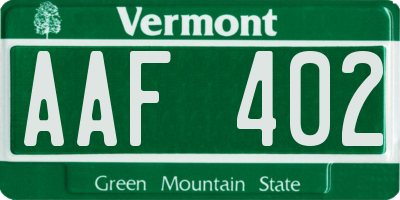VT license plate AAF402