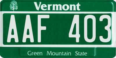 VT license plate AAF403