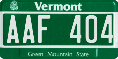 VT license plate AAF404