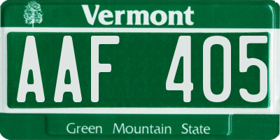 VT license plate AAF405