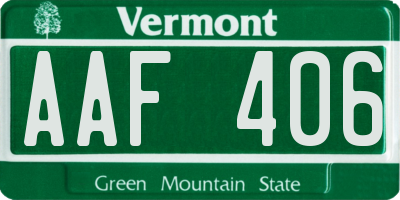 VT license plate AAF406