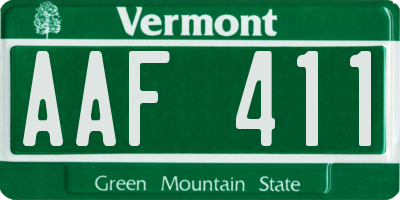 VT license plate AAF411