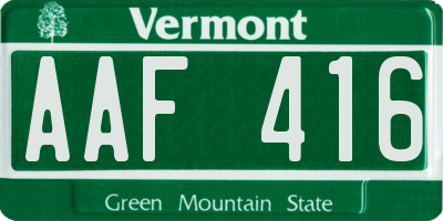 VT license plate AAF416