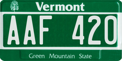 VT license plate AAF420