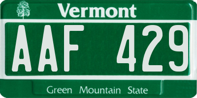 VT license plate AAF429