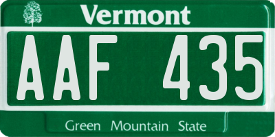 VT license plate AAF435