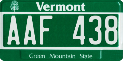 VT license plate AAF438