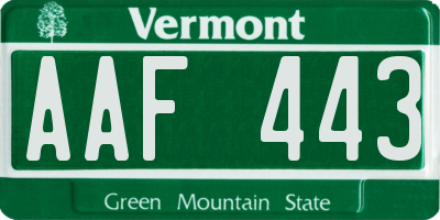 VT license plate AAF443