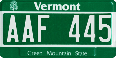 VT license plate AAF445