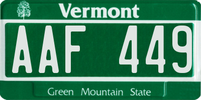 VT license plate AAF449