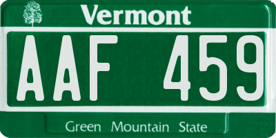 VT license plate AAF459