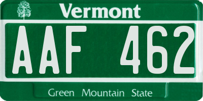 VT license plate AAF462