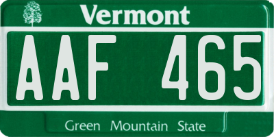 VT license plate AAF465