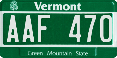 VT license plate AAF470