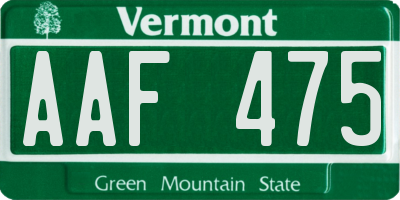 VT license plate AAF475