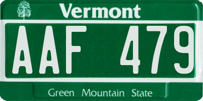 VT license plate AAF479
