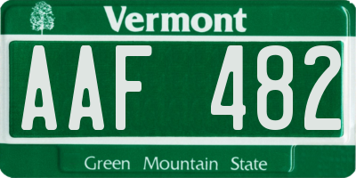 VT license plate AAF482