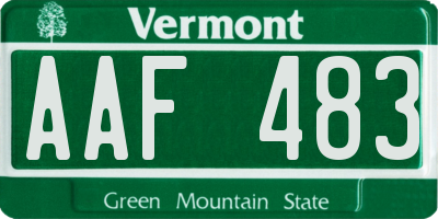 VT license plate AAF483