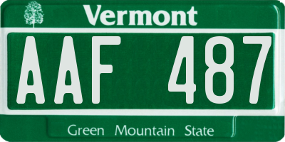 VT license plate AAF487