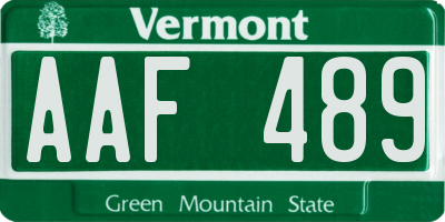 VT license plate AAF489